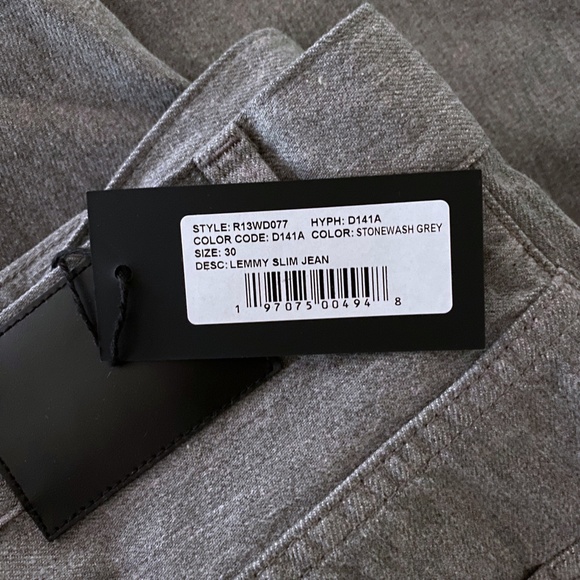 NEW R13 Lemmy Slim Jean Stonewash Grey 30 - Picture 14 of 17